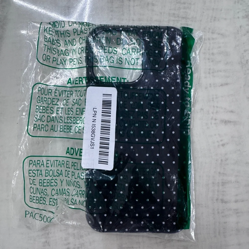 Black Polka Dot IPhone 15 pro max Case – Glossy Protective Cover NEW